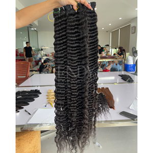 Meilleure qualité, extensions de cheveux vietnamiens vierges Remy alignées sur les cuticules, couleur naturelle soyeuse, trame ondulée profonde - Product Image 2