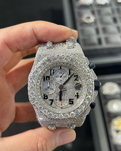 นาฬิกาแฮนด์เมด VVS Moissanite หรูหราสไตล์ควอตซ์โบราณของขวัญคริสต์มาสที่สมบูรณ์แบบสำหรับแฟนหนุ่มสไตล์ฮิปฮอป - Product Image 1