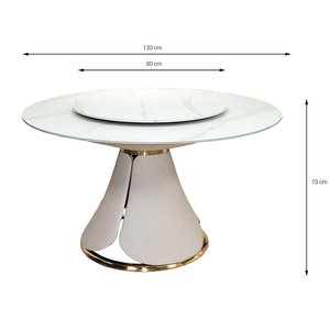 Modern Extendable <b>Dining</b> <b>Table</b> with Stone Top and Leather-Legs GAK-T133 - Product Image 2