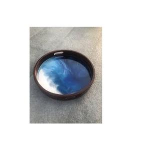 Table en résine de bois naturel forme ronde plateaux de service fermes restaurant plateau de service pour la vente produit - Product Image 1