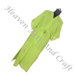 KL014 Hermosa Vintage Sari Kimono Bata Larga Vintage Verano Estampado Floral Bohemio de Gran Tamaño Manga Larga Vacaciones Vintage - Product Image 6