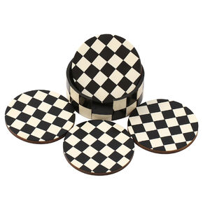 Lot de 6 sous-verres en métal émaillé crème tourbillon avec support, sous-verres pour table basse, sous-verres pour protection de table - Product Image 3