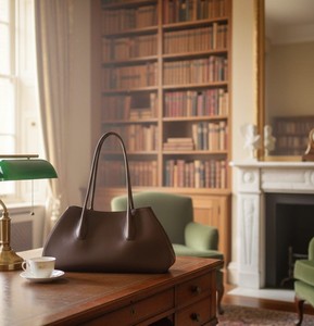 Dark Brown Smooth Leather Vintage Lady <b>Tote</b> <b>Bag</b> Women Minimalist Large Shoulder Purse Work Handbag Two Straps Designer Spacious - Product Image 5