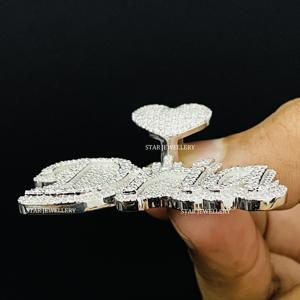 Pendentif Lettre Unisexe Personnalisé en Or 10K Plaqué Or, Sertie de Diamants de Laboratoire, Style Hip Hop Chrétien, Coupe Ronde Brillante - Product Image 5