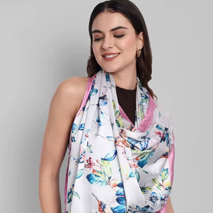 Tissu d'écharpe en satin imprimé personnalisé avec service OEM ODM de marque blanche pour les événements promotionnels, la marque et le marketing - Product Image 1