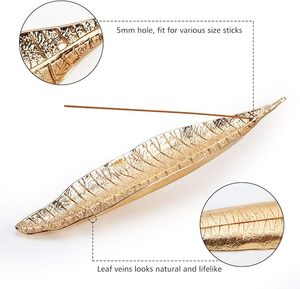 Wholesale Metal Gold Cast Leaf Shape <b>Incense</b> <b>Stick</b> <b>Holder</b> Burners Handmade <b>Incense</b> Burner with Custom Print - Product Image 2