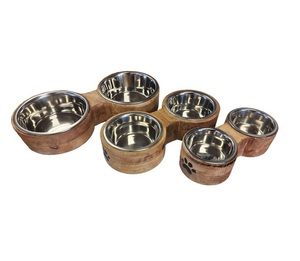 Comedero Elevado de Madera de Lujo para Mascotas con Tazón de Metal Antideslizante - Product Image 1
