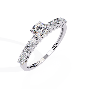 Anillo Solitario con Diamante Cultivado en Laboratorio de 0.67 CT, Banda de Oro Sólido de 14K, Media Eternidad, Minimalista, para Boda, Compromiso, Fiesta, Promesa - Product Image 4