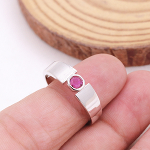 925 plata esterlina sólida rubí Natural piedra preciosa hecha a mano anillo de boda para hombres joyería fina para venta al por mayor - Product Image 6