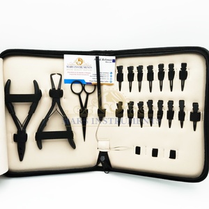 Ensemble d'extensions de cheveux en acier inoxydable de haute qualité noir mat pince ouvreuse de perles ciseaux avec clips et boucle pour un usage commercial - Product Image 5