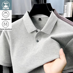 Polo 100% de algodón para hombre, camiseta transpirable informal de verano, ideal para golf y deportes, informal de negocios, acabado sedoso, 20 colores - Product Image 2