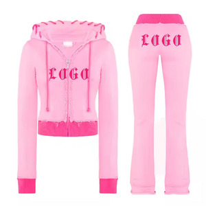 Survêtement 2 pièces de haute qualité pour femmes Logo personnalisé Haute couture Twin Set Sweat-shirt et short Top vente Plus Size Option - Product Image 5