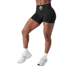 Shorts de sport pour femmes, noirs, sans couture, taille mi-haute, extensibles, compression, entraînement, fitness, shorts de mise en forme, shorts d'entraînement - Product Image 2