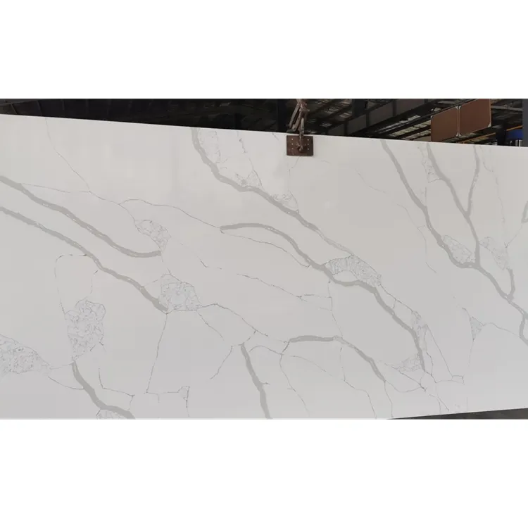 Calacatta ชุดครัวสีขาวเทียมควอตซ์ Countertops Bench Top หินควอตซ์โต๊ะเครื่องแป้งเคาน์เตอร์ด้านบน