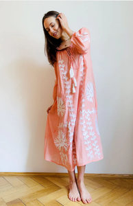 2025 Hot Selling Casual Floral Embroidered Work Womens Dresses Deep V-neck Long Sleeve Sexy Spring Summer Ukrainian Dress - Product Image 6