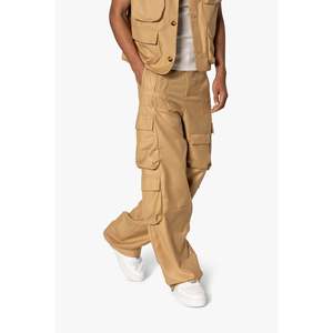 Pantalon cargo en gabardine 100% coton - Coupe ample - Couleur beige - Product Image 6