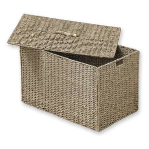 กล่องเก็บของสานจากหญ้าทะเลคุณภาพสูง ฝาปิดด้วยหญ้าทะเล กล่องเก็บของสานจากฟางหญ้าทะเล กล่องเก็บของสานจากราฟเฟีย สำหรับจัดระเบียบบ้าน - Product Image 2