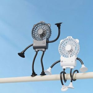 Mini Ventilador de Escritorio Portátil con Forma de Robot Creativo, con Ventosa, Flexible, con 4 Patas, Recargable por USB, para Cochecito - Product Image 1