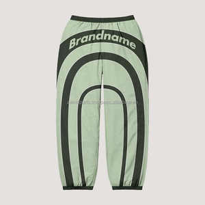 2025 personnalisé extérieur Streetwear décontracté coupe-vent taille élastique Baggy pantalon large jambe pantalon Nylon coupe-vent lavé hommes pantalons - Product Image 3