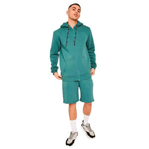 2025 ropa de calle de verano personalizada para hombre, conjunto de pantalones cortos y Sudadera con capucha de 2 piezas, Color sólido transpirable de talla grande, servicio OEM - Product Image 1