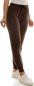 Pantalon décontracté pour femme 2026 personnalisé, taille haute, poches à rabat, taille élastique, boutonnage, coupe droite régulière, jambe large, anti-boulochage - Product Image 3