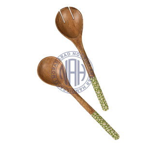 Mango madera esmalte cuchara y tenedor utensilio conjunto rústico hecho a mano cubiertos utensilios de cocina al por mayor pedido a granel fabricante - Product Image 6