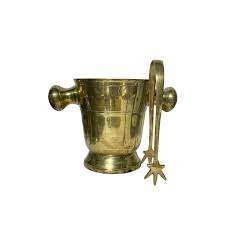 Cubo de hielo con textura de carcasa redonda martillada hecha a mano en latón satinado Cubo de hielo para Bar Hotel Diseño de lujo Cubo de hielo de latón - Product Image 5