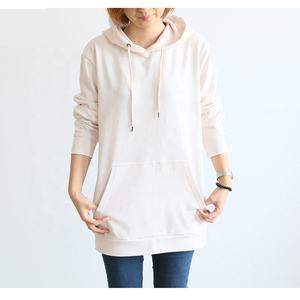 Otoño 2023 ropa de mujer 100% algodón orgánico Unisex de gran tamaño liso chándal en relieve cuello redondo sudadera pulóver sudaderas con capucha - Product Image 2