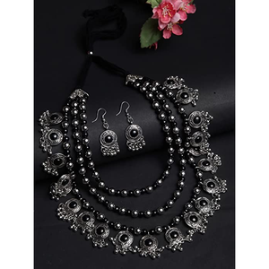สร้อยคอไข่มุกโมติสีดำแบบไล่ระดับเรียบหรูเหมาะสำหรับงานปาร์ตี้ - Product Image 4