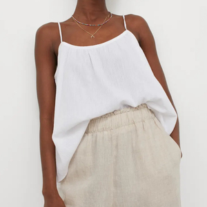 Pantalon décontracté personnalisé à taille haute et jambe droite Logo tissé Logo ample à jambe large en coton et lin imprimé Taille XL pour une utilisation au bureau - Product Image 5