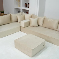 Canapé-Lit de Sol Majlis en Forme de L | Assise Modulable Arabe Marocaine | Canapé Convertible en Velours CertiPUR-US