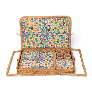 Juego de Mesa de Comedor Hecho a Mano con Incrustaciones de Nácar, Manteles Individuales, Posavasos y Anillos para Servilletas, Decoración de Mesa Elegante de Vietnam - Product Image 3