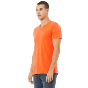 T-shirts à col en V ajustés pour hommes en coton Bella Canvas 3005 Orange unisexe jersey t-shirt pour l'impression T-shirt respirant