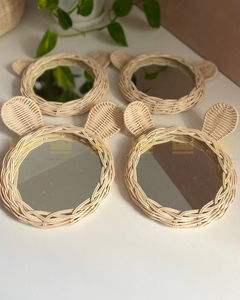 Espejo de ratán elegante moderno hecho a mano diseño personalizable para decoración del hogar Boho Chic estilo natural ecológico - Product Image 2