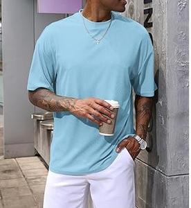 Camiseta de Manga Corta con Cuello Redondo, 100% Algodón, Corte Regular, Tela Oxford Sólida, Transpirable, Ecológica y de Secado Rápido - Product Image 3