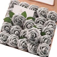 Fausse fleur de décoration de mariage en mousse PE avec feuilles de tige Coffret cadeau pour l'obtention du diplôme Fête des mères Accessoires de la Saint-Valentin