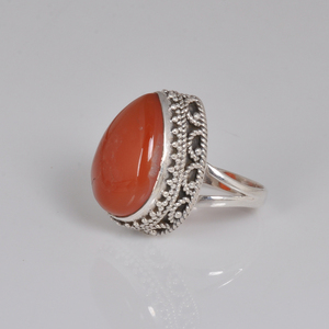 925 Sterling <b>Silver</b> <b>Rings</b> for <b>Men</b> and Women Red Onyx Cab and Pear Gemstone Wedding Occasion Appropriate Elegant Style Wholesale - Product Image 3