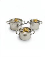 Ensemble de casseroles de cuisson en acier inoxydable martelé, écologique et luxueux, avec poignées et couvercle décoratifs en forme de citrouille