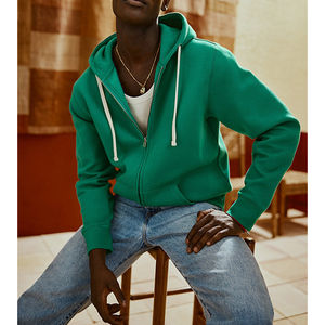 Logo personnalisé Sweats à capuche surdimensionnés Unisexe coton de haute qualité sweat à capuche lourd vierge sweat à capuche zippé avec des cordes - Product Image 1