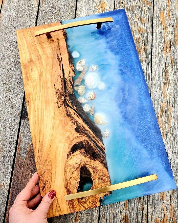 ไม้ธรรมชาติ + สีเรซินหลากสี