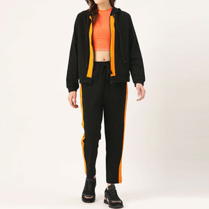 Survêtement à capuche décontracté à séchage rapide et respirant pour femmes 100% coton solide taille personnalisée couleur contrastée avec logo personnalisé - Product Image 1