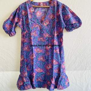 Beautiful floral Cotton Block Printed <b>dress</b> <b>Dress</b> For Casual wear Hand Block Printed <b>Dress</b> - Product Image 6