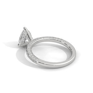 Anillo DE BODA VS VVS Color D E F Super White Lab Grown Diamond Pear Cut de estilo clásico para mujer, oro de 18K de ley certificado IGI - Product Image 2
