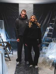 High Quality Oversize Cool Youth Custom logo Jogger Sweatshirt 2 Two Piece Set Plain Women's <b>Hoodies</b> Set Tracksuits For Women - Product Image 4