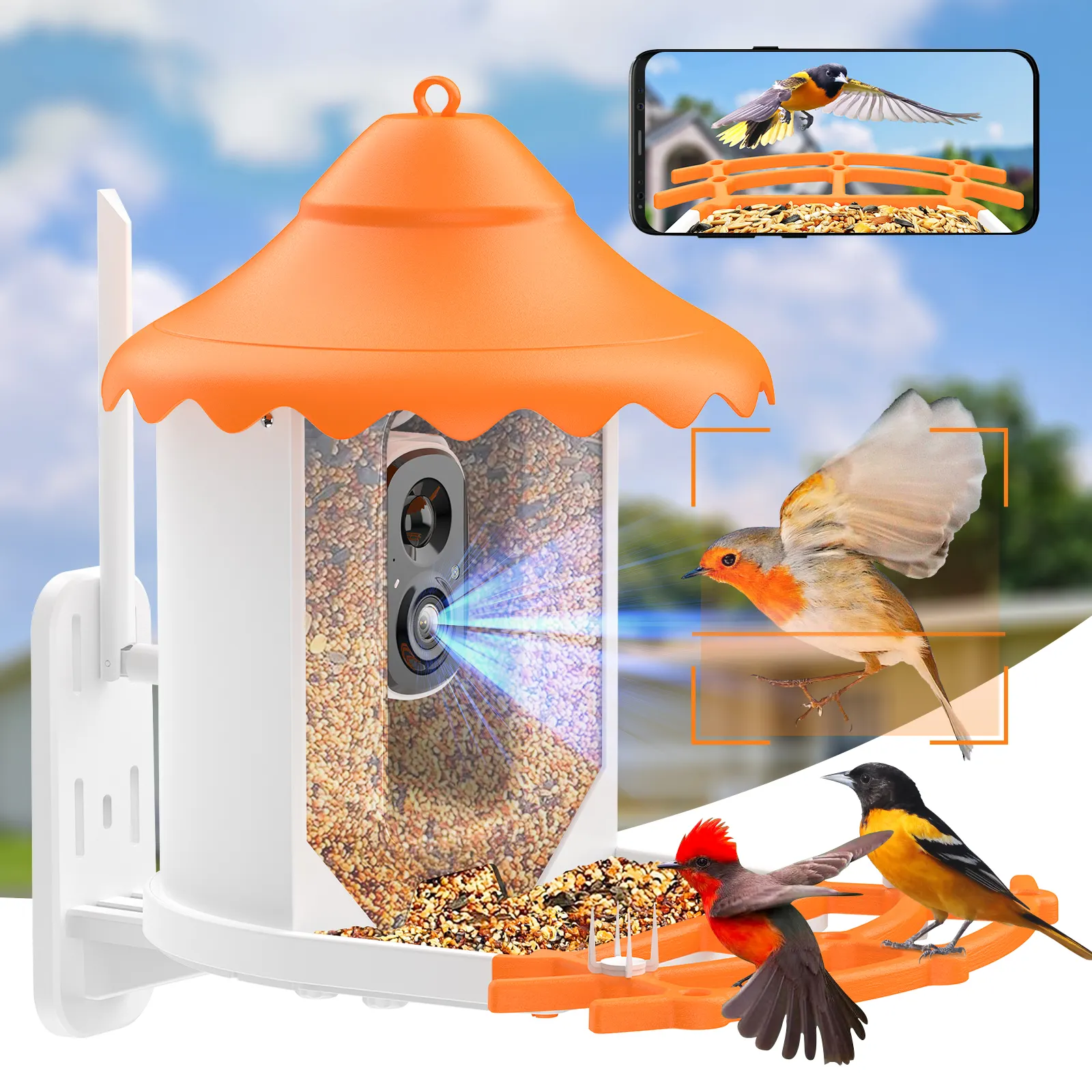 ANNKE New Model 1080p Outdoor Waterproof Solar 24h around-the-clock monitoring App Control Bird Feeding Apparatus Bird Feeder