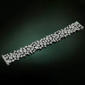 Pulsera clásica para dama de honor, alta joyería, oro blanco 18 quilates y sólido de diamantes de laboratorio de corte ovalado, pulseras delicadas con tachuelas a precio mayorista - Product Image 6