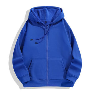 Nouveaux sweats à capuche zippés pour hommes, mode hiver, ODM, couleur unie, surdimensionnés, logo personnalisé, molleton lourd 100% coton, haute qualité - Product Image 5