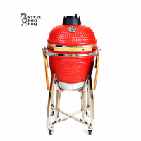 SEB KAMADO 18 Zoll Stahl Kamado Grill BBQ Outdoor Komado Grill Eingebauter Grill für Außenküche Ovaler Kamado