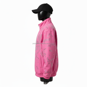 Veste Softshell pour femmes Tissu extensible GSM Couleur rose Avec strass thermocollés Logo personnalisé Design scintillant Veste Softshell pour femmes - Product Image 3