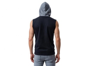 Nouveau sweat à capuche sans manches brodé pour homme, vêtement de sport d'automne, séchage rapide, Spandex/Polyester, pour musculation et gym - Product Image 2
